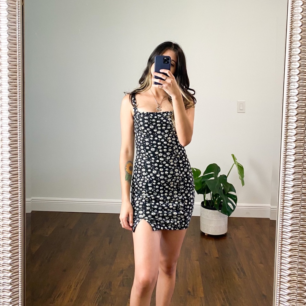 Black floral dress size xs